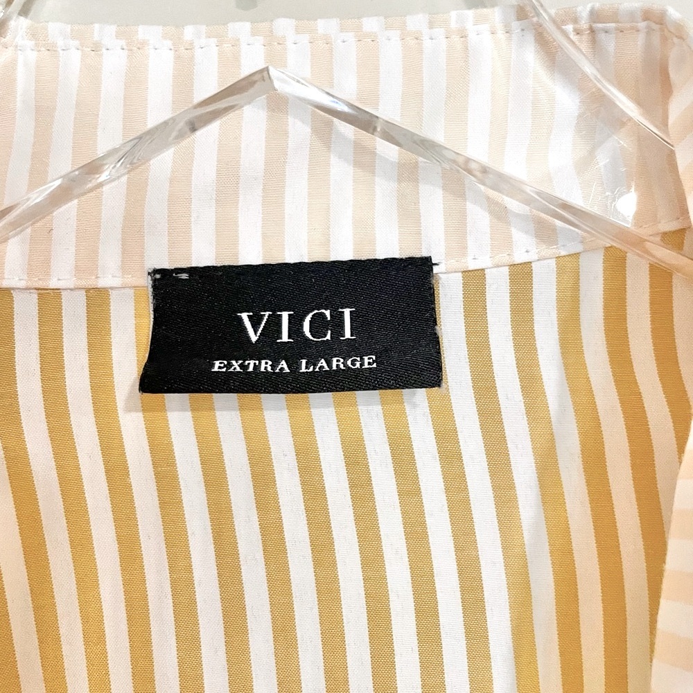 Vici Yellow and Cream Striped Women’s Shirt - Picture 3 of 4